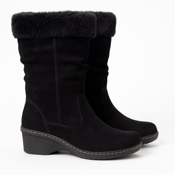 Baretraps Cassine Black Suede Fur Boots - Picture 1 of 10